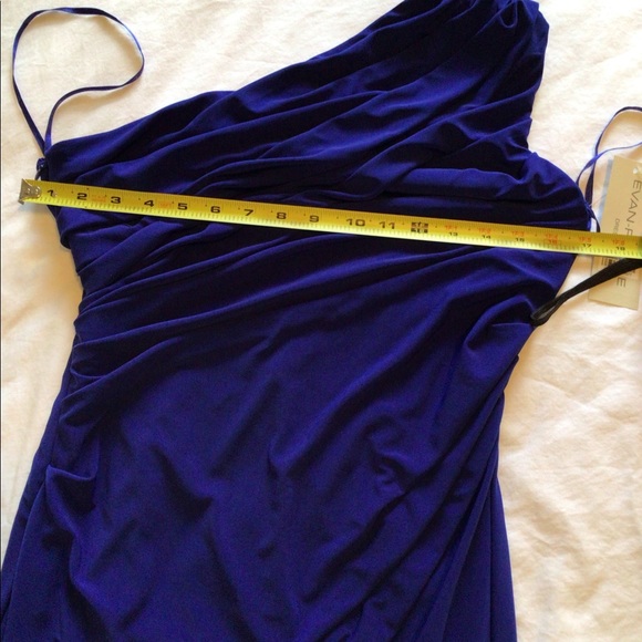 Evan-Picone One Shoulder Royal Blue Knit Dress. 6 - Picture 9 of 12